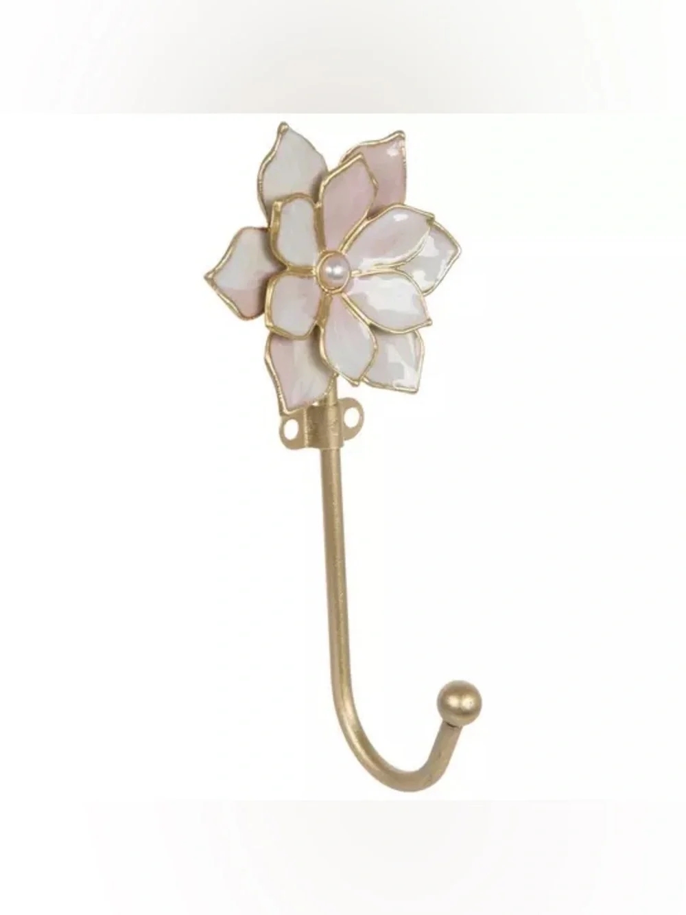 White & Gold Flower Metal Wall Hook